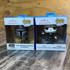 Funko Pop Disney Ornaments-Star Wars The Mandalorian & Jack Skellington